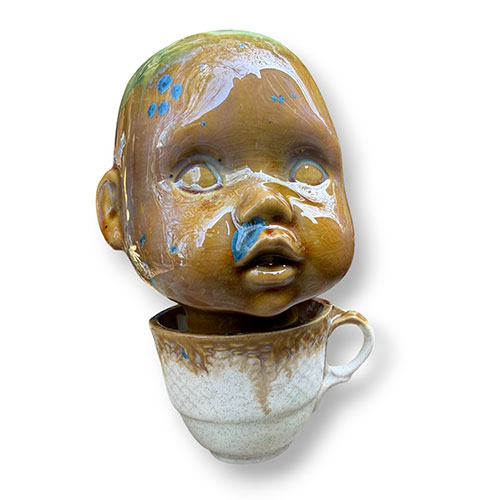 Ali Burnette 6" Ochre Baby Doll in a Cup Sculpture DP6152